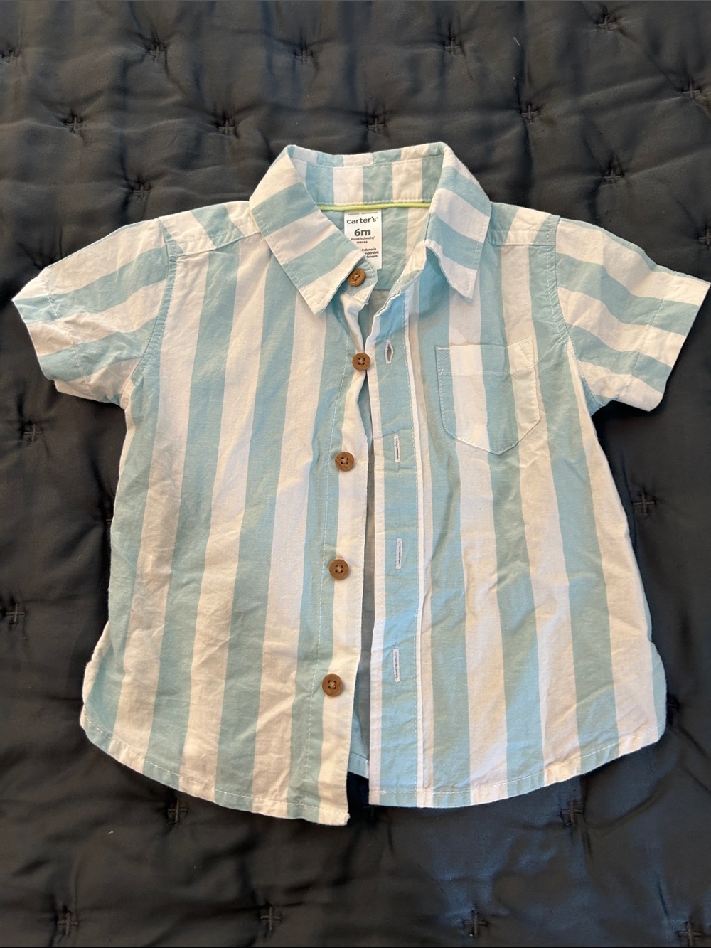 5 for 25$ Carter's Light Blue & White Striped Short-Sleeve Button-Down Shirt